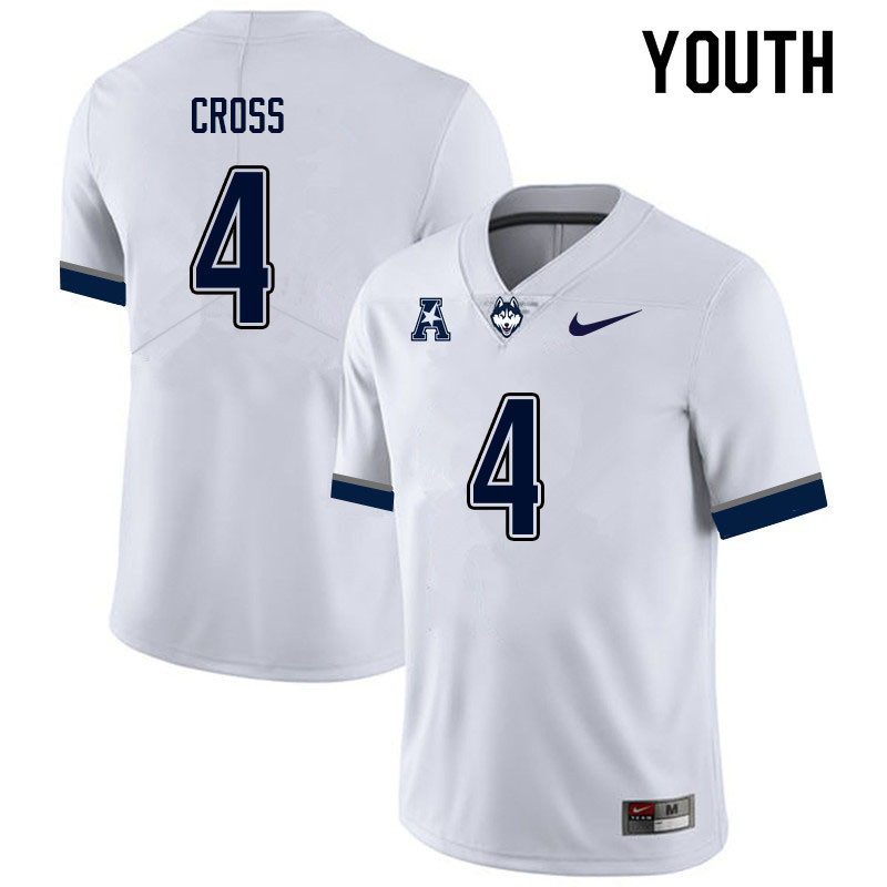 Youth #4 Stan Cross Uconn Huskies College Football Jerseys Sale-White